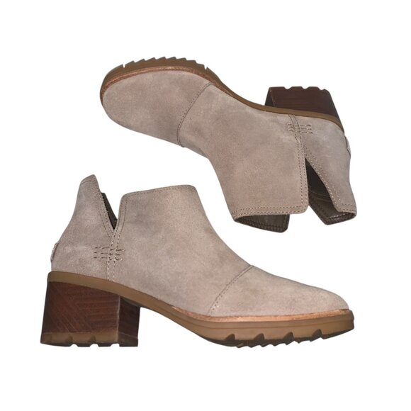 Sorel Cate Cut-Out Suede Leather Block Heel Booties Size 6.5 - Picture 6 of 8